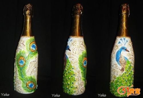 利用啤酒瓶改造彩色手绘工艺品